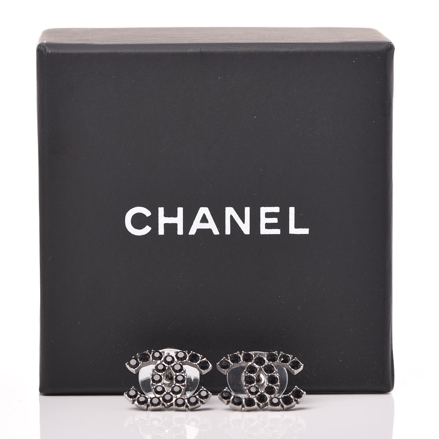 Ruthenium Crystal CC Earrings Black