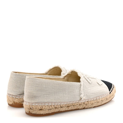 Chanel Linen CC Espadrilles 39 Beige Black 5 of 9