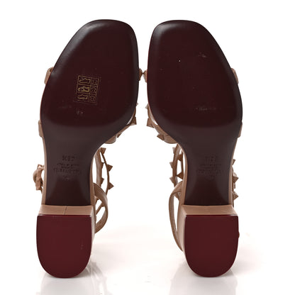 Valentino Garavani Calfskin Lacquered Monochrome Rockstud Flair Ankle Wrap 45mm Sandals 36.5 Rose Cannelle 5 of 9