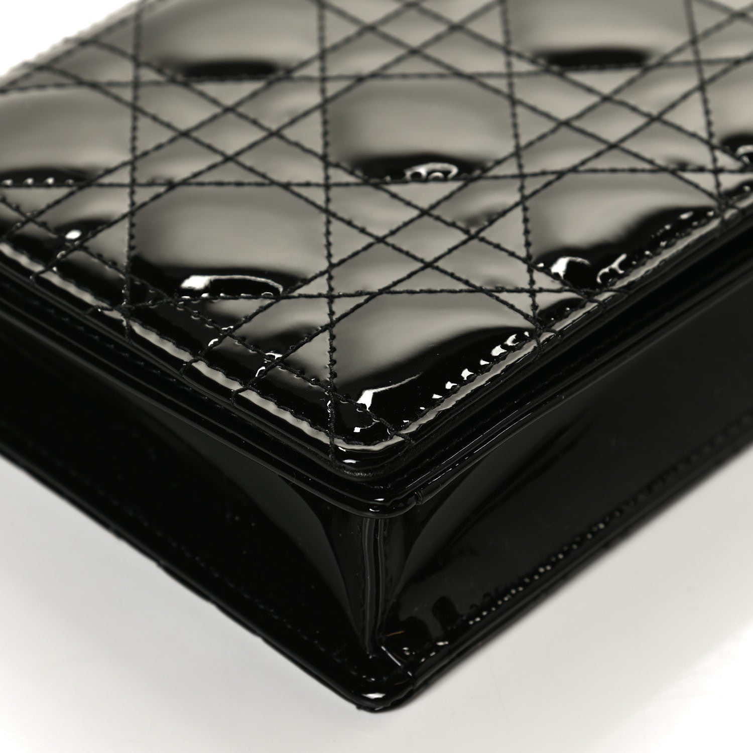 Christian Dior Patent Cannage Lady Dior Chain Wallet Black 21 of 29