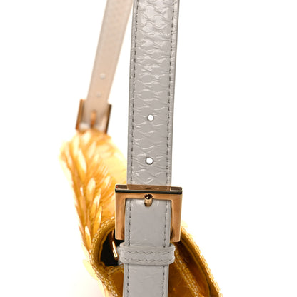 Fendi Satin Sequin Paillettes Elaphe Plexiglass Baguette 1997 Giallo Avorio 10 of 10