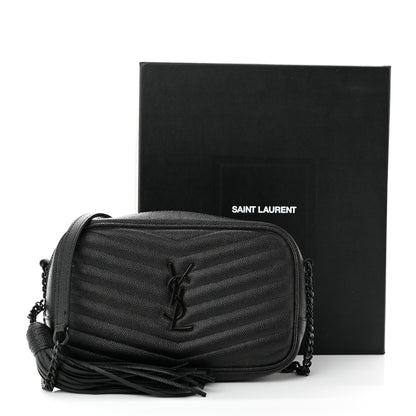 Saint Laurent Grain De Poudre Matelasse Monochrome Monogram Mini Lou Camera Bag Black 12 of 12