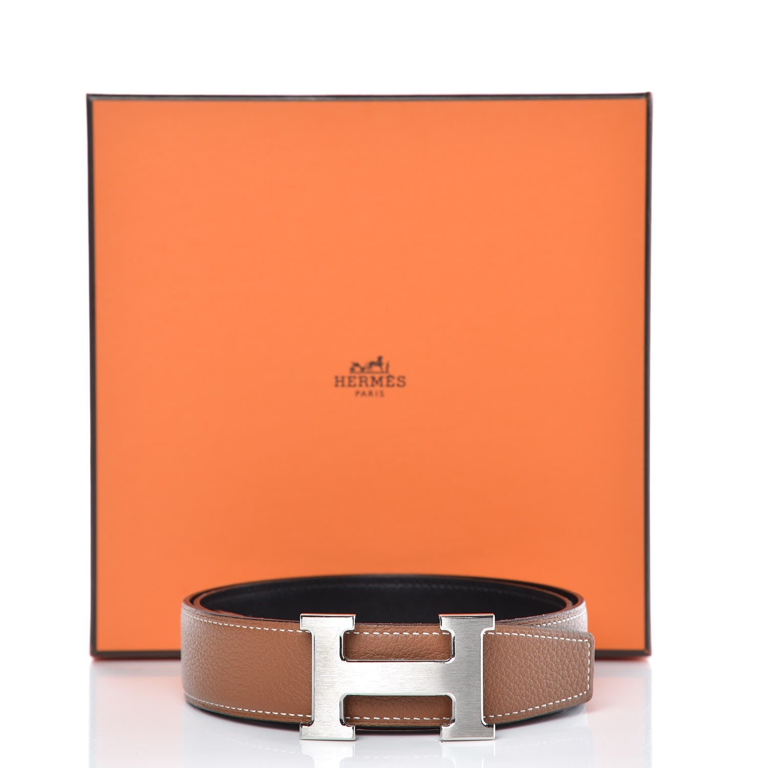 Hermes Box Togo 32mm H Belt 85 Black Gold 8 of 8