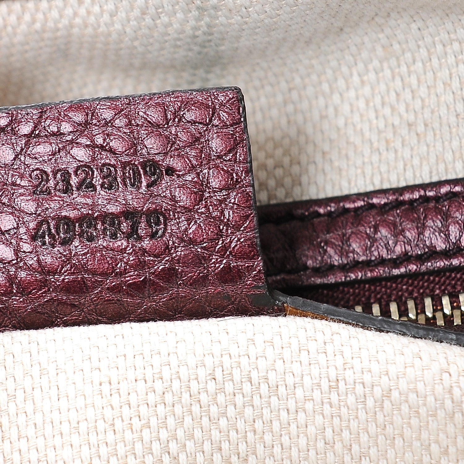 Gucci Metallic Cellarius Calfskin Medium Soho Shoulder Bag Classic Burgundy 7 of 10