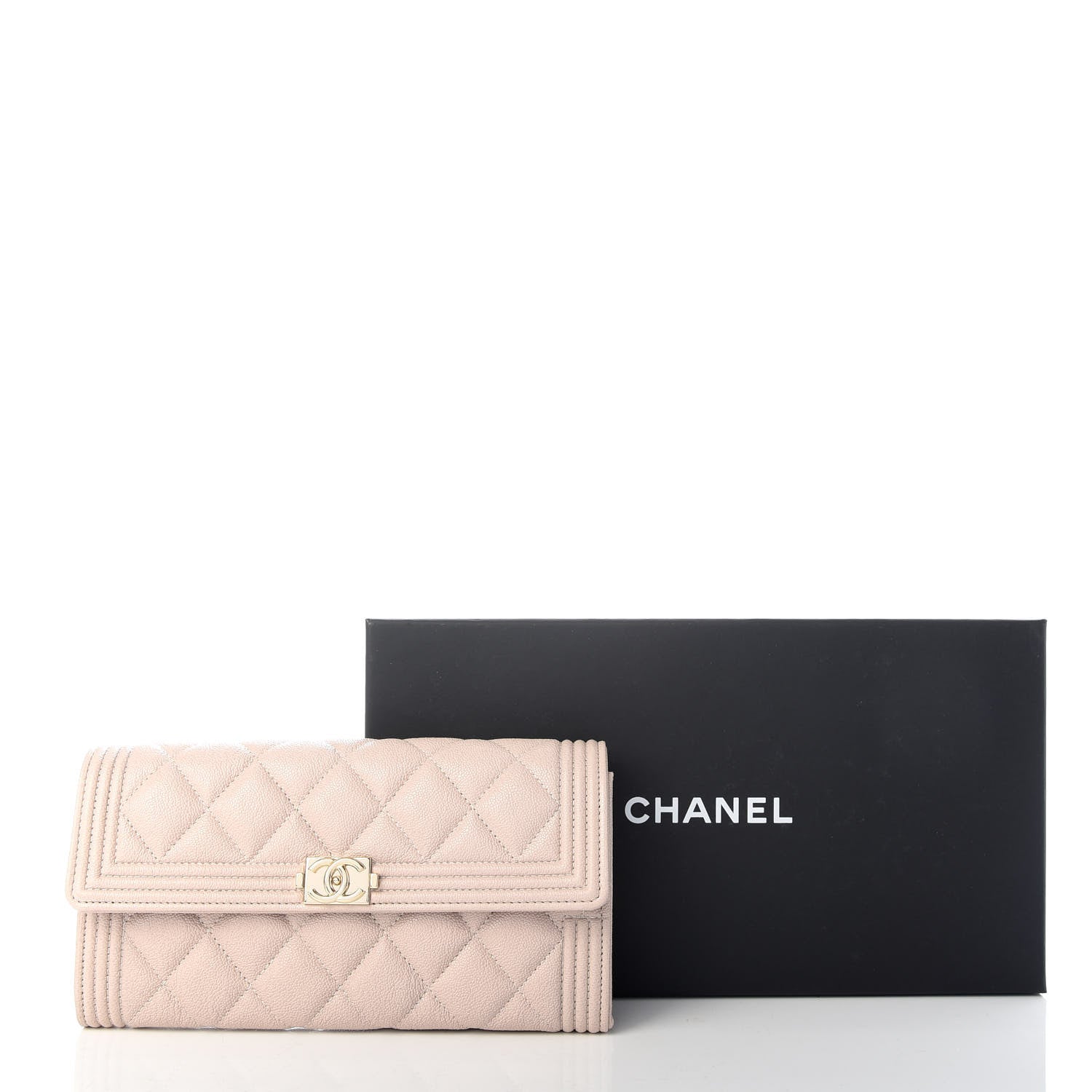 Chanel Caviar Quilted Large Boy Gusset Flap Wallet Beige 9 of 9