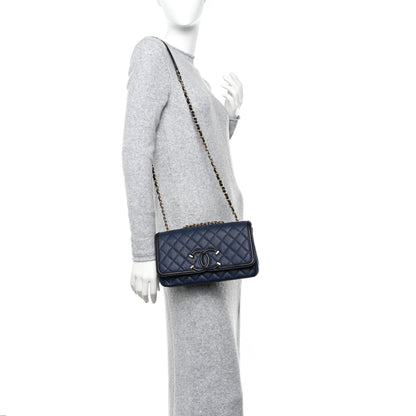 Chanel Caviar Quilted Medium CC Filigree Flap Navy Black 2 of 10