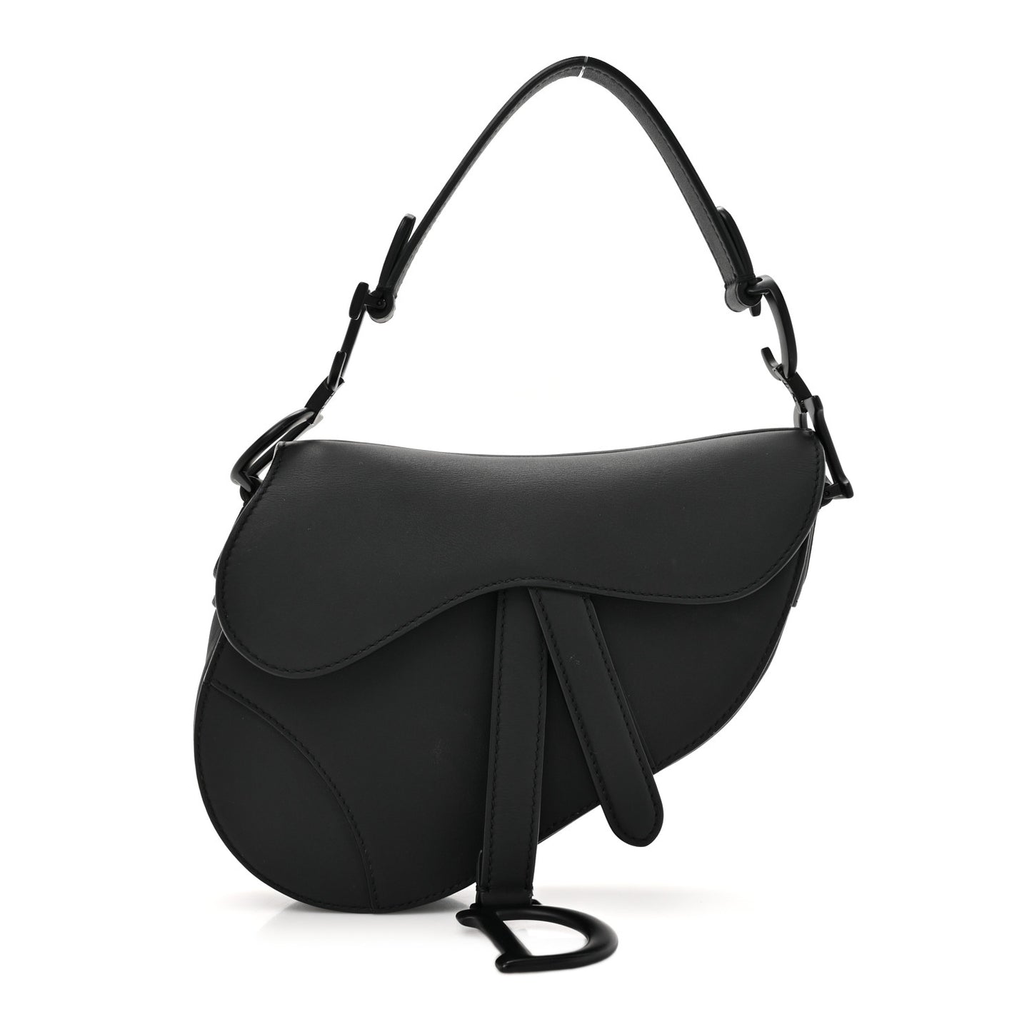 Ultra Matte Calfskin Mini Saddle Bag Black