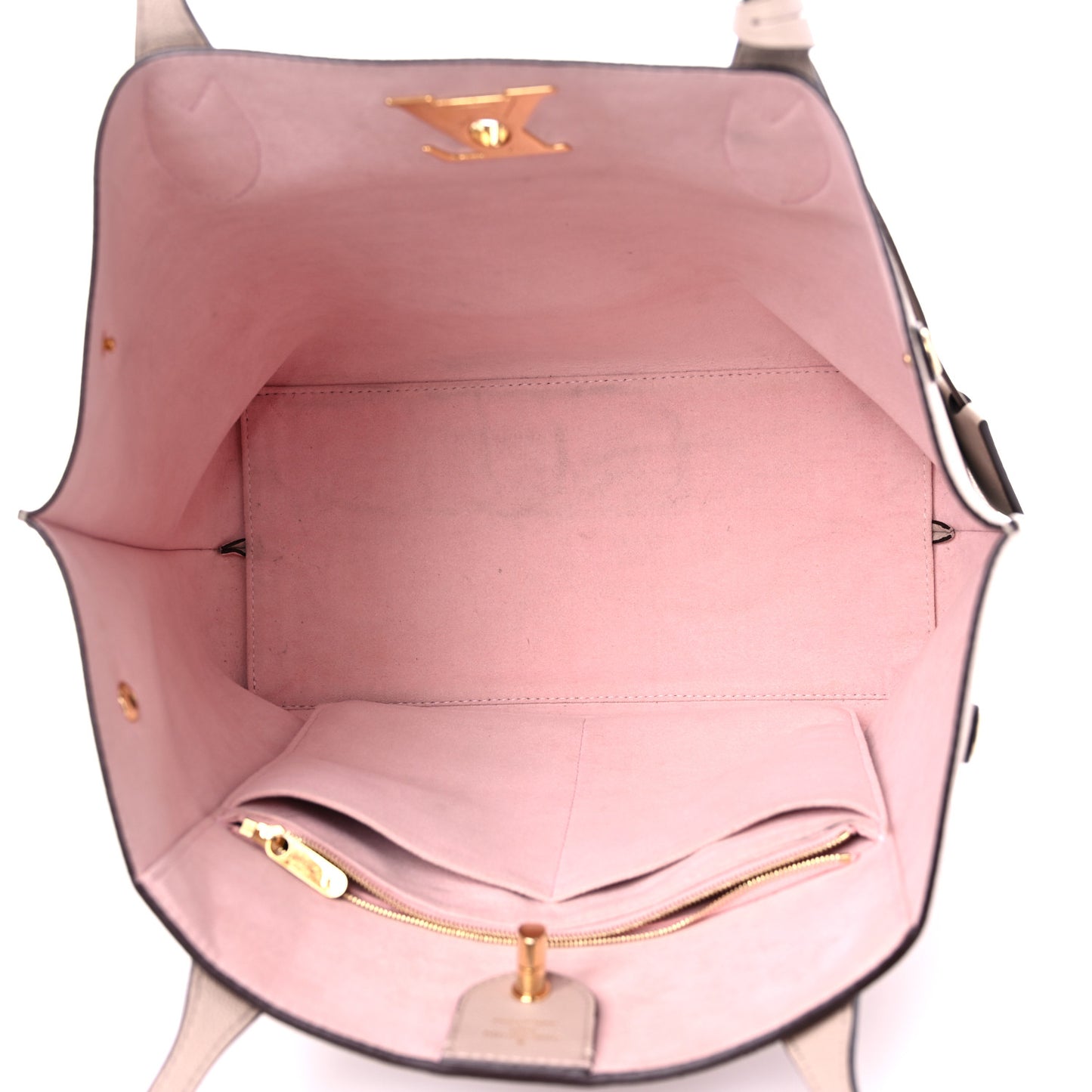 Calfskin Lockme Go Tote Greige