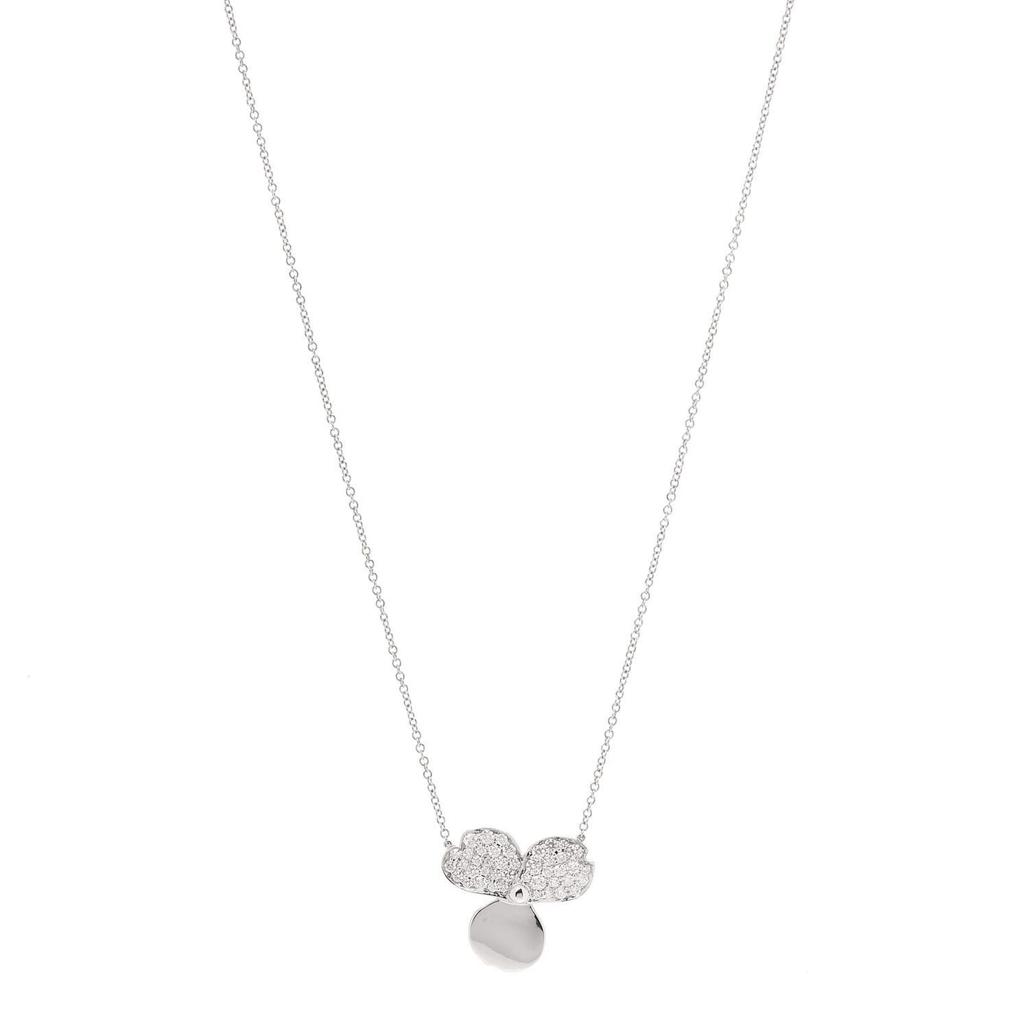 Platinum Diamond Paper Flowers Pendant Necklace