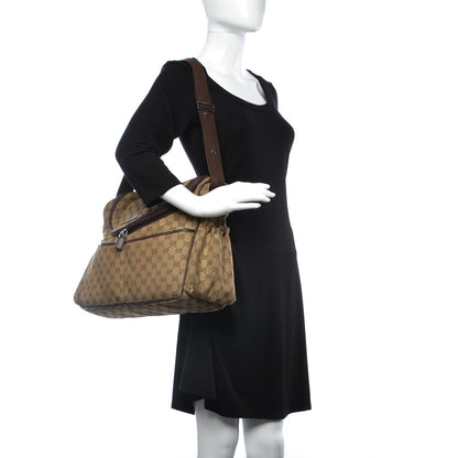 Gucci Monogram Natural Pigskin Large Diaper Bag Beige Ebony Cocoa Dark Chocolate 2 of 18