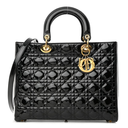 Christian Dior Patent Cannage Large Lady Dior Black 1 of 15