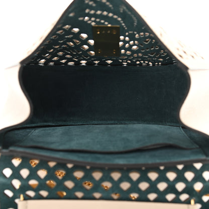 Chloe Calfskin Pineapple Perforated Drew Shoulder Bag Abstract White 5 of 10