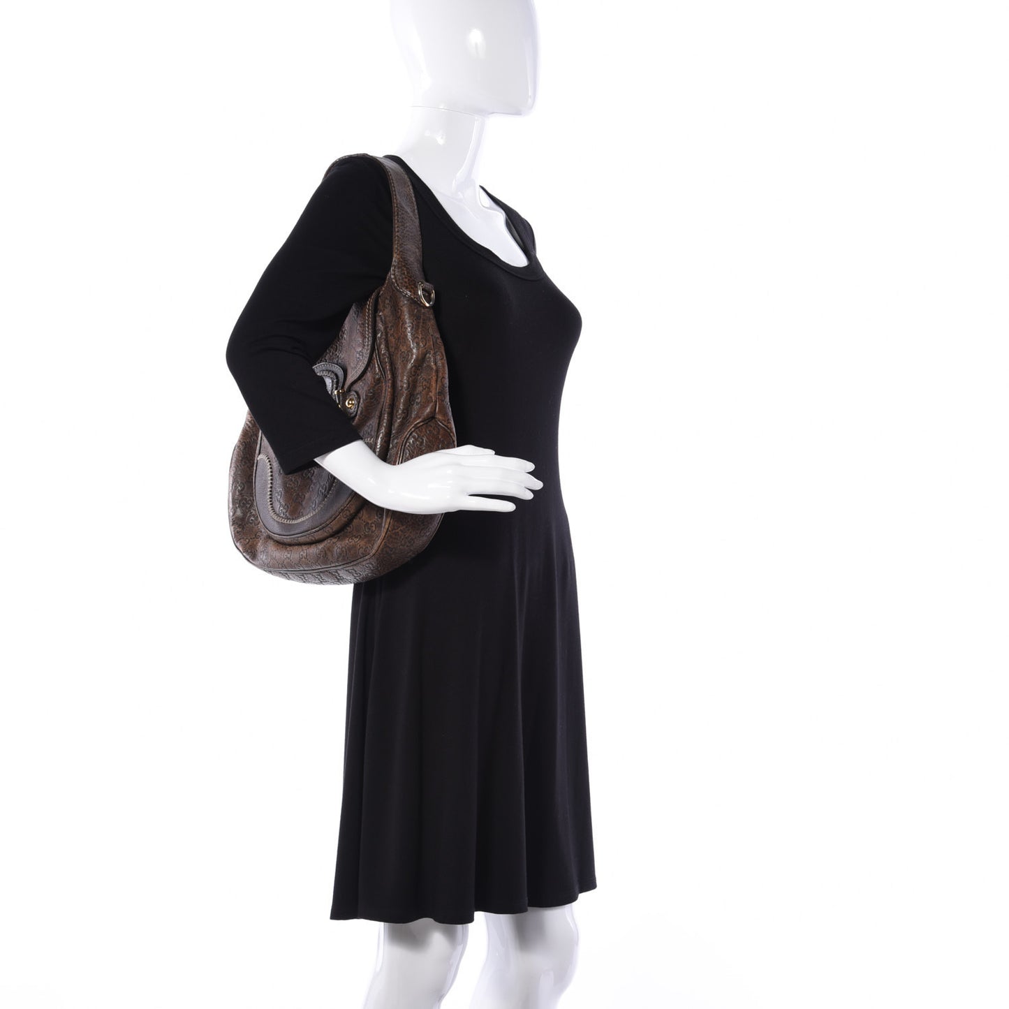 Guccissima Large New Pelham Satchel Dark Brown