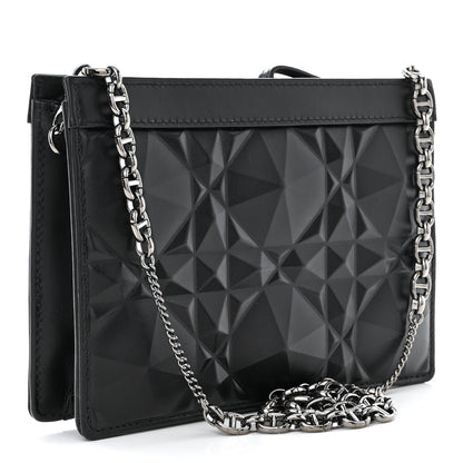 Christian Dior Calfskin Macrocannage Diamond Caro Zipped Pouch With Chain Black 3 of 13