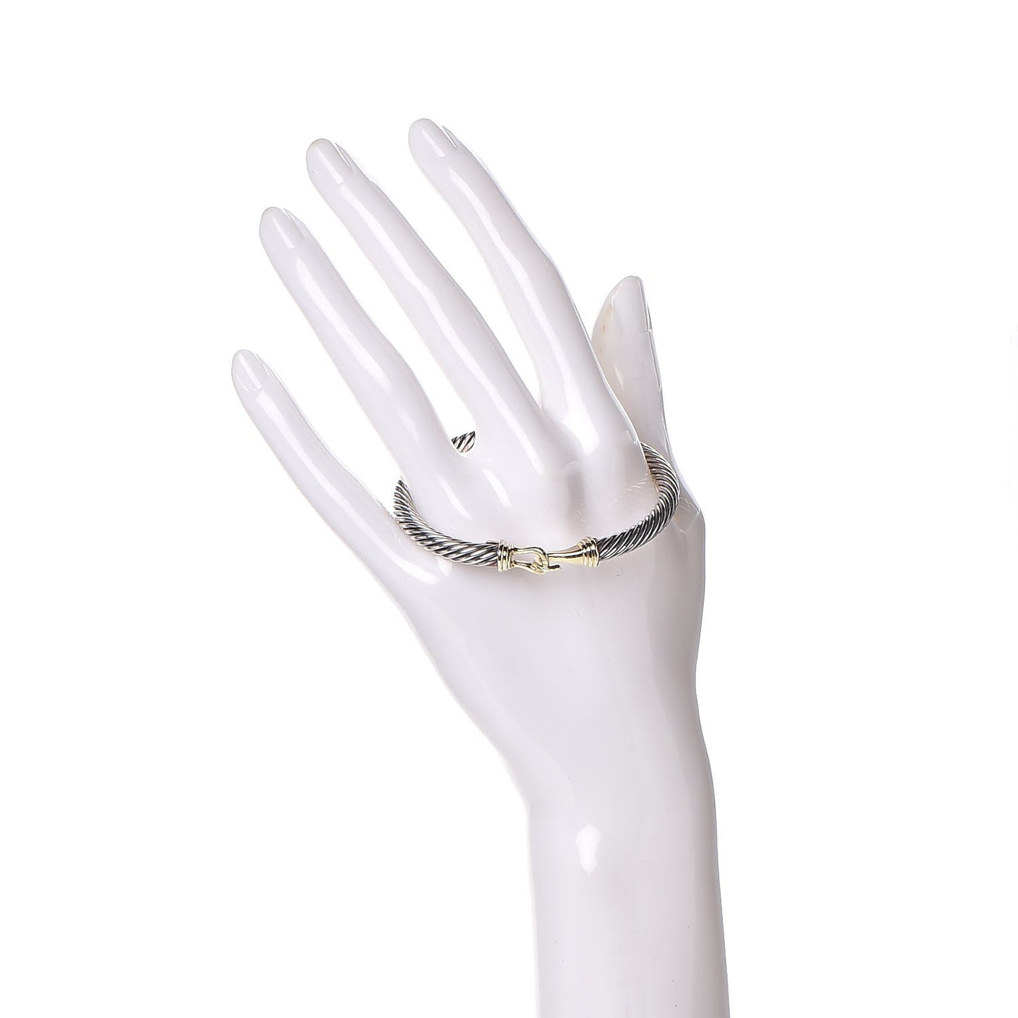 Sterling Silver 14K Yellow Gold 5mm Cable Classic Buckle Bracelet