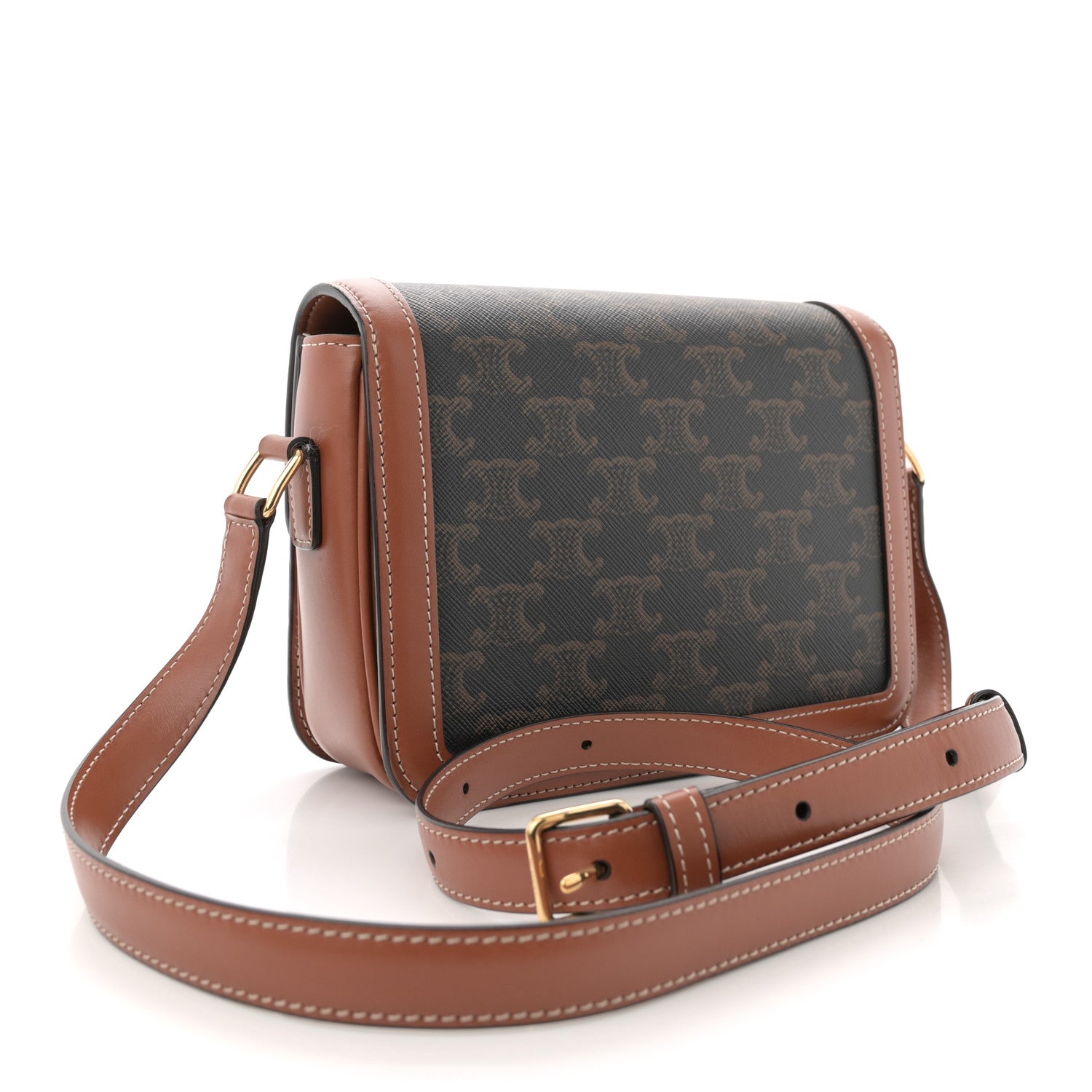 Celine Calfskin Triomphe Canvas Teen Triomphe Bag Tan 3 of 12