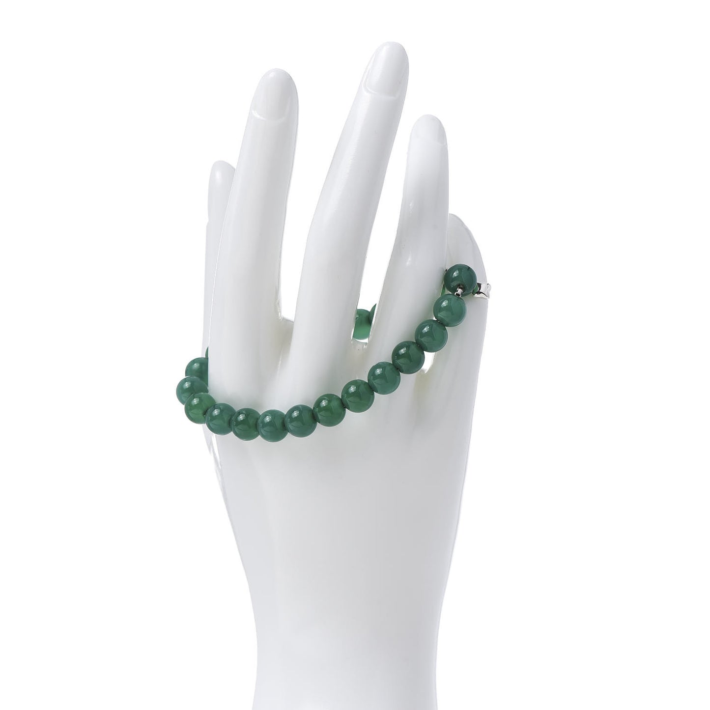 Sterling Silver Green Onyx 8mm Spiritual Beads Bracelet