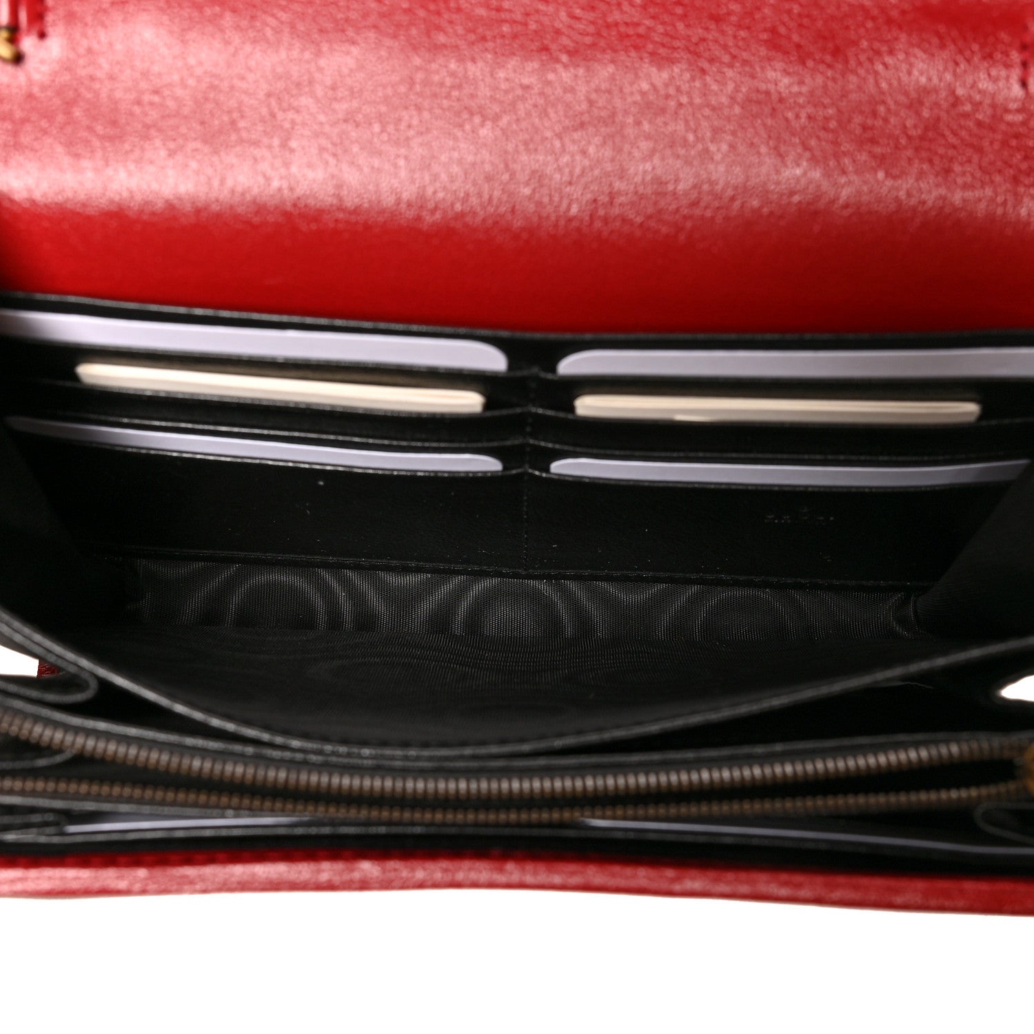 Gucci Vintage Effect Calfskin Matelasse Diagonal Torchon GG Marmont Chain Wallet Black Romantic Cherry 5 of 11