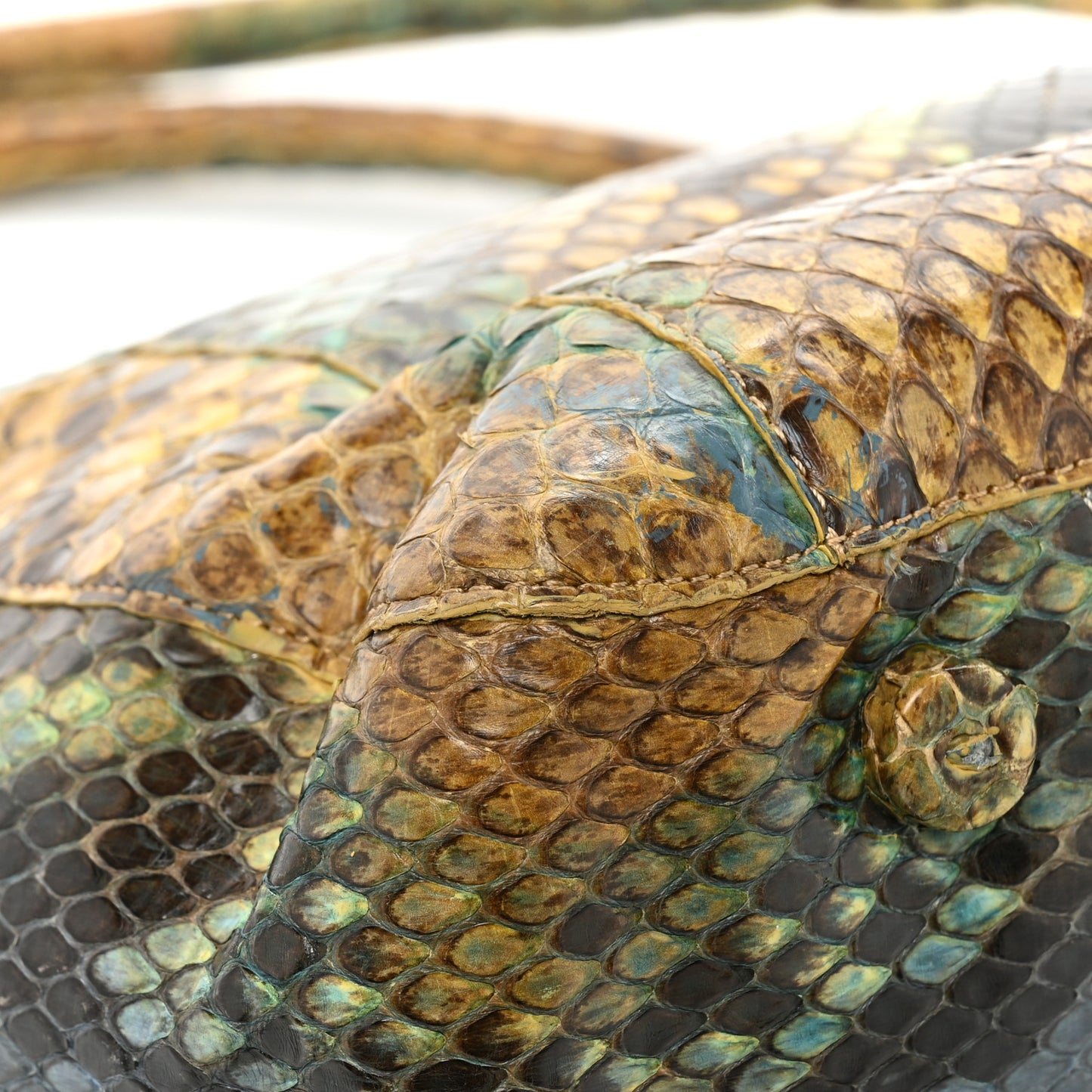 Snakeskin Liz Tote Beige Blue