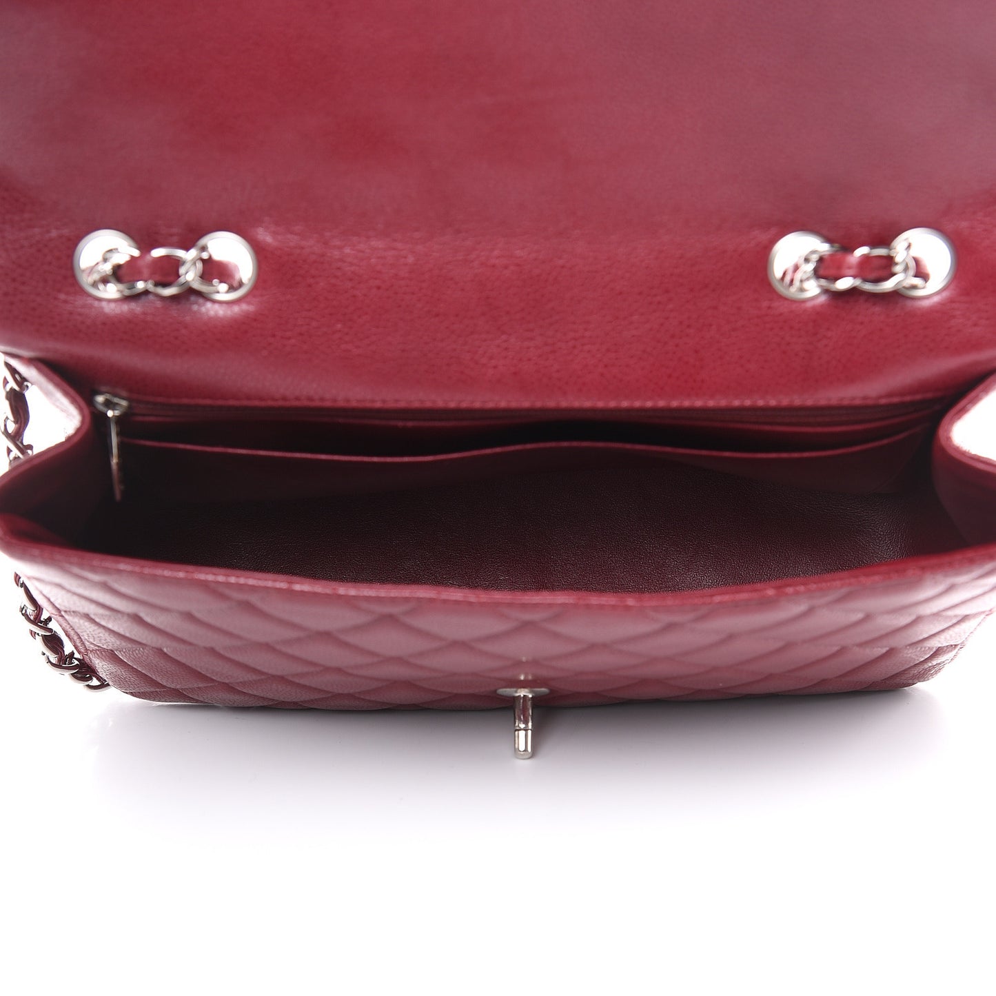 Caviar Quilted Jumbo Single Flap Dark Red