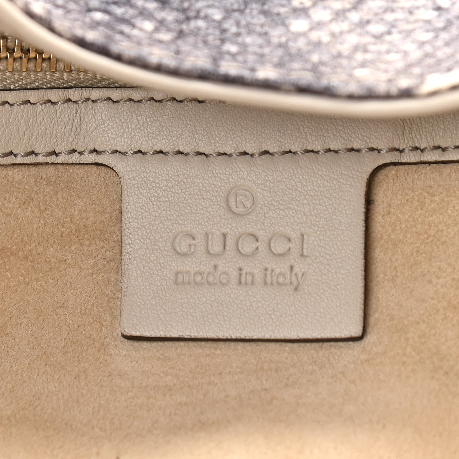Gucci Calfskin Animalier Karung Printed Large Soft Stirrup Shoulder Bag Gray 6 of 10