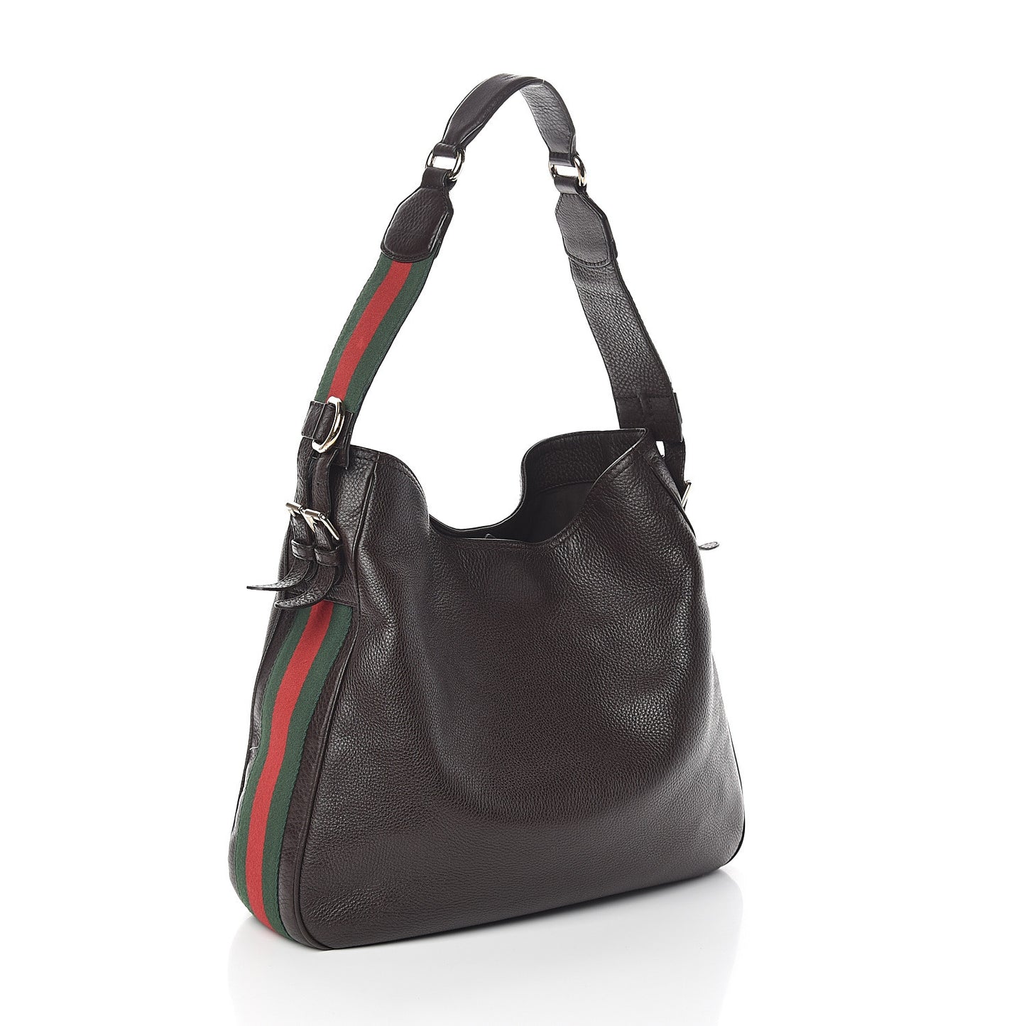Calfskin Web Heritage Shoulder Bag Dark Brown