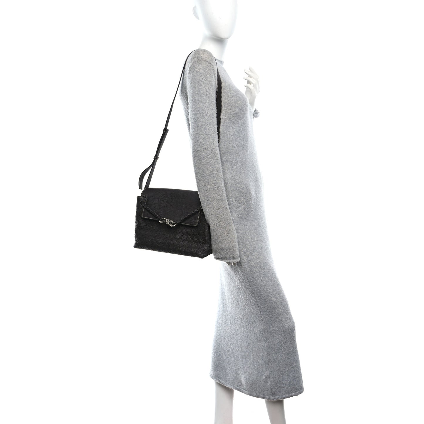 Grained Calfskin Intrecciato Small Andiamo Messenger Bag Fondant