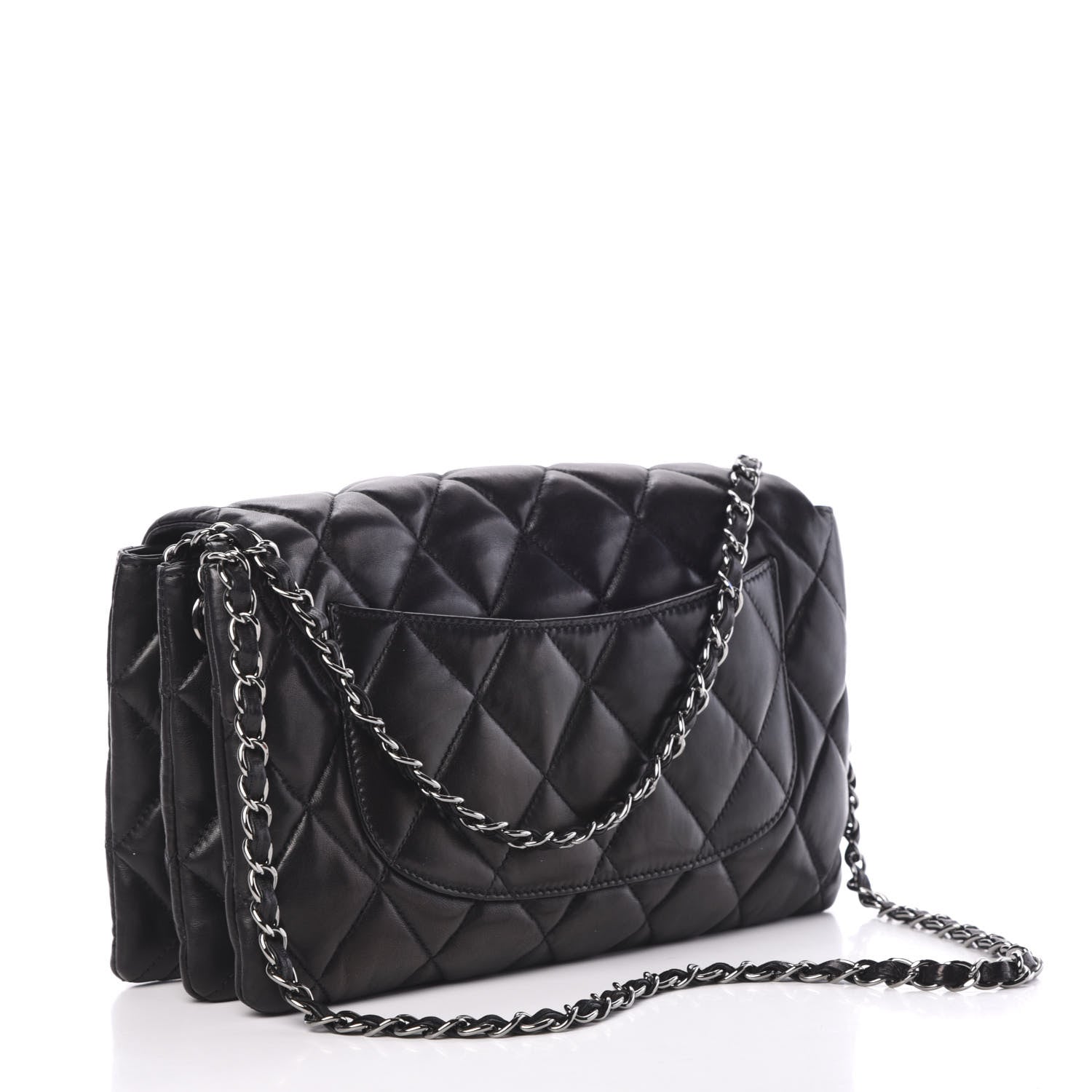 Chanel Lambskin Quilted 3 Accordion Flap Bag Black 2 of 12