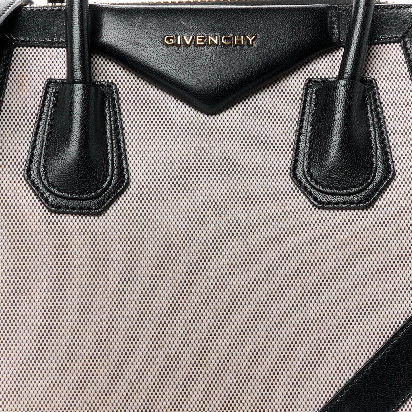 Canvas Sugar Goatskin Striped Small Antigona Black