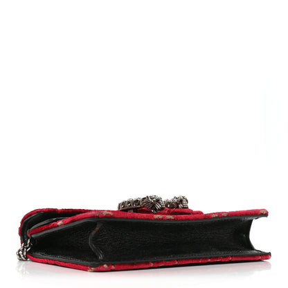 Gucci Velvet GG Monogram Super Mini Dionysus Shoulder Bag Red Cipria Black 4 of 10