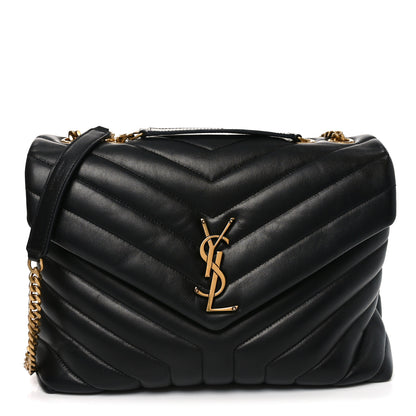 Saint Laurent Calfskin Y Quilted Monogram Medium Loulou Chain Satchel Black 1 of 10