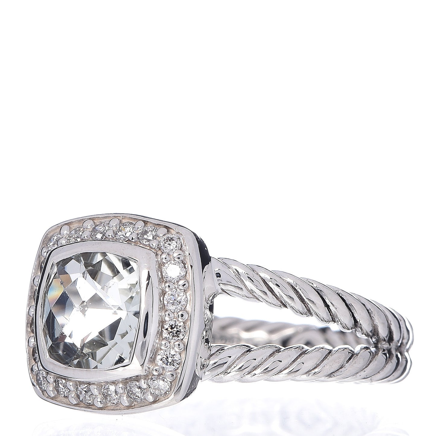 Sterling Silver Diamond Prasiolite 7mm Petite Albion Ring 54 7