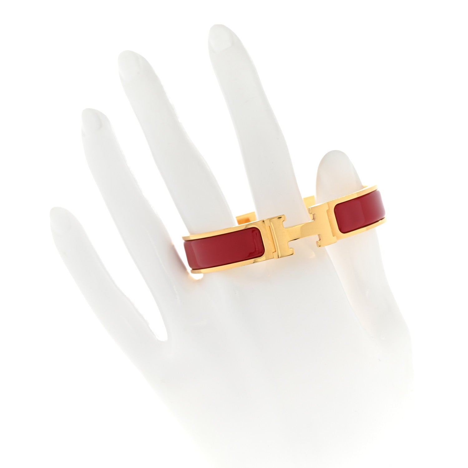 Hermes Enamel Narrow Clic Clac H Bracelet PM Rouge Vif 2 of 5