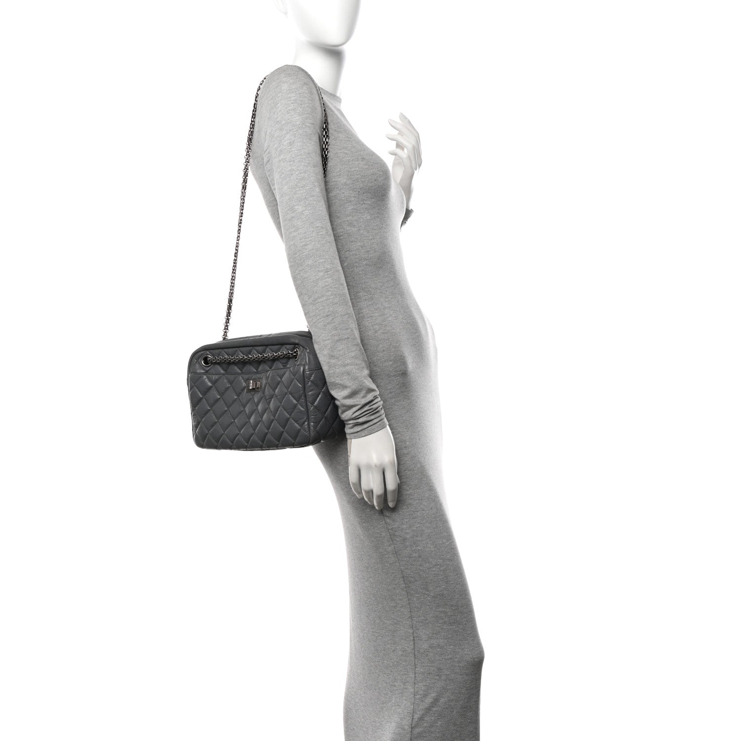 Chanel Aged Calfskin Quilted Medium Reissue Camera Case Grey 2 of 11
