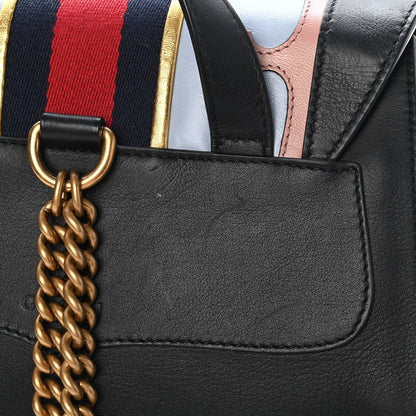 Gucci Calfskin Web GG Marmont Flap Chain Backpack Black 10 of 17