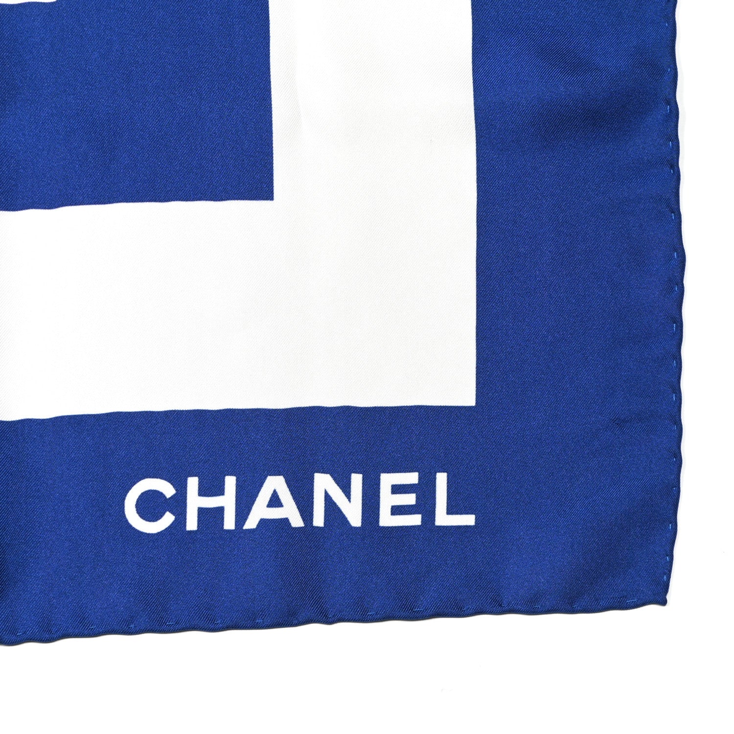 Chanel Silk Striped CC Square Blue White 2 of 3