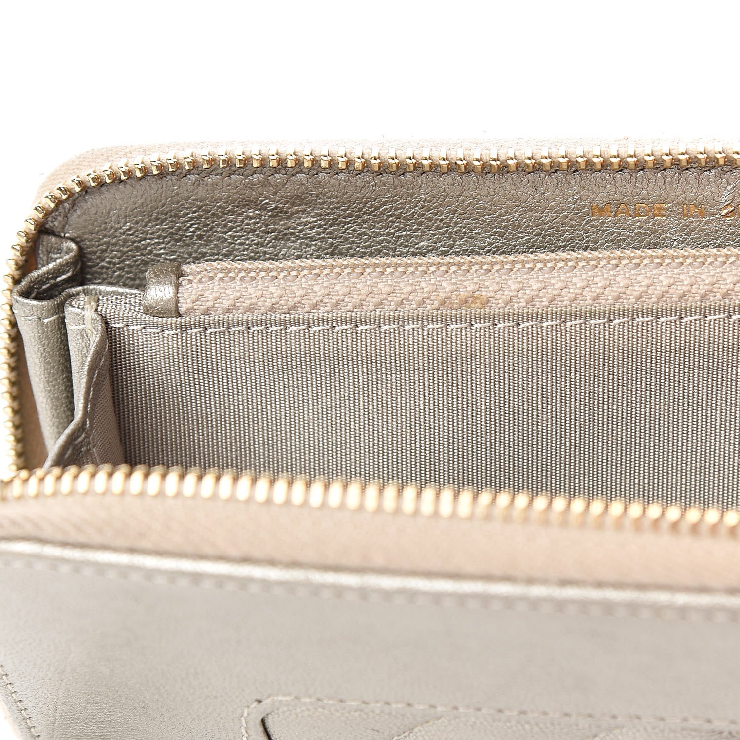 Chanel Metallic Sheepskin Quilted Mademoiselle Vintage Zip Around Wallet Light Gold 8 of 12