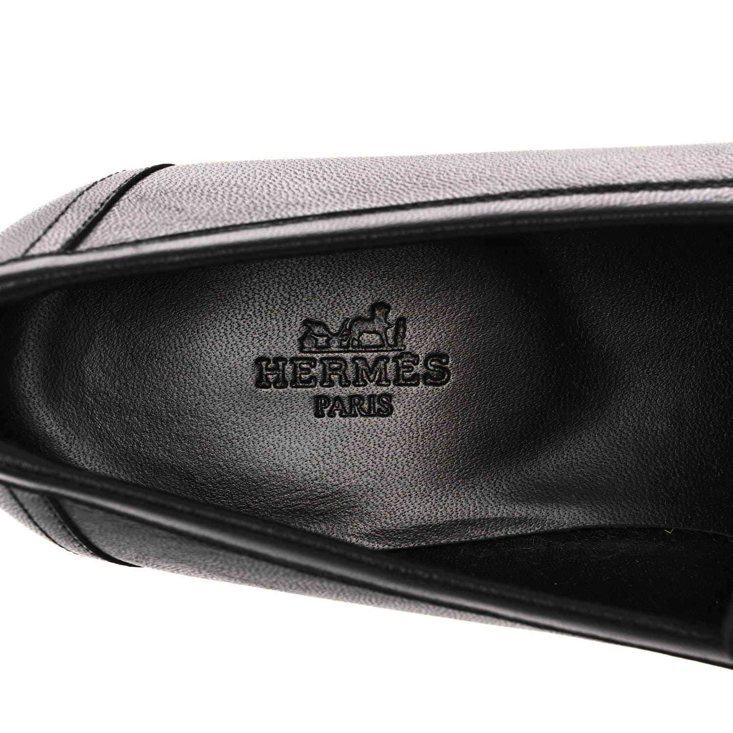 Hermes Goatskin Womens Royal Loafers 38.5 Black 7 of 10