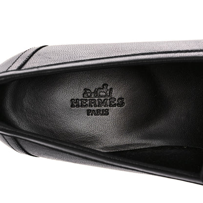 Hermes Goatskin Womens Royal Loafers 38.5 Black 7 of 10