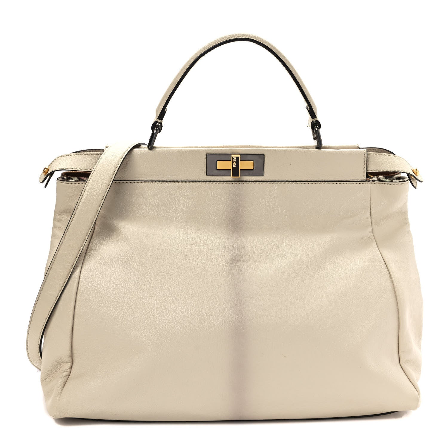 Fendi Goatskin Calf Hair Leopard Print Large Peekaboo Iconic Satchel Beige 1 of 10