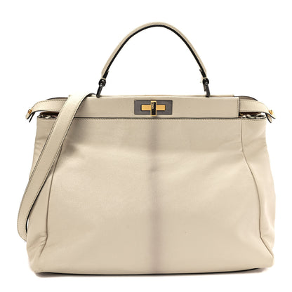 Fendi Goatskin Calf Hair Leopard Print Large Peekaboo Iconic Satchel Beige 1 of 10