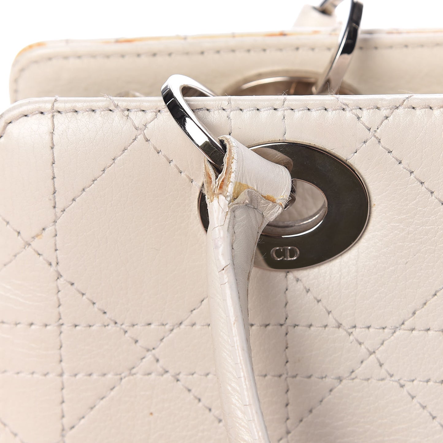 Calfskin Cannage Stitched East West Lady Dior White