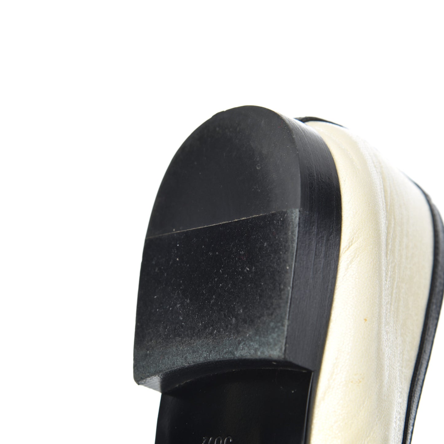 Goatskin Cap Toe Bow CC Ballerina Flats 36.5 Ivory Black