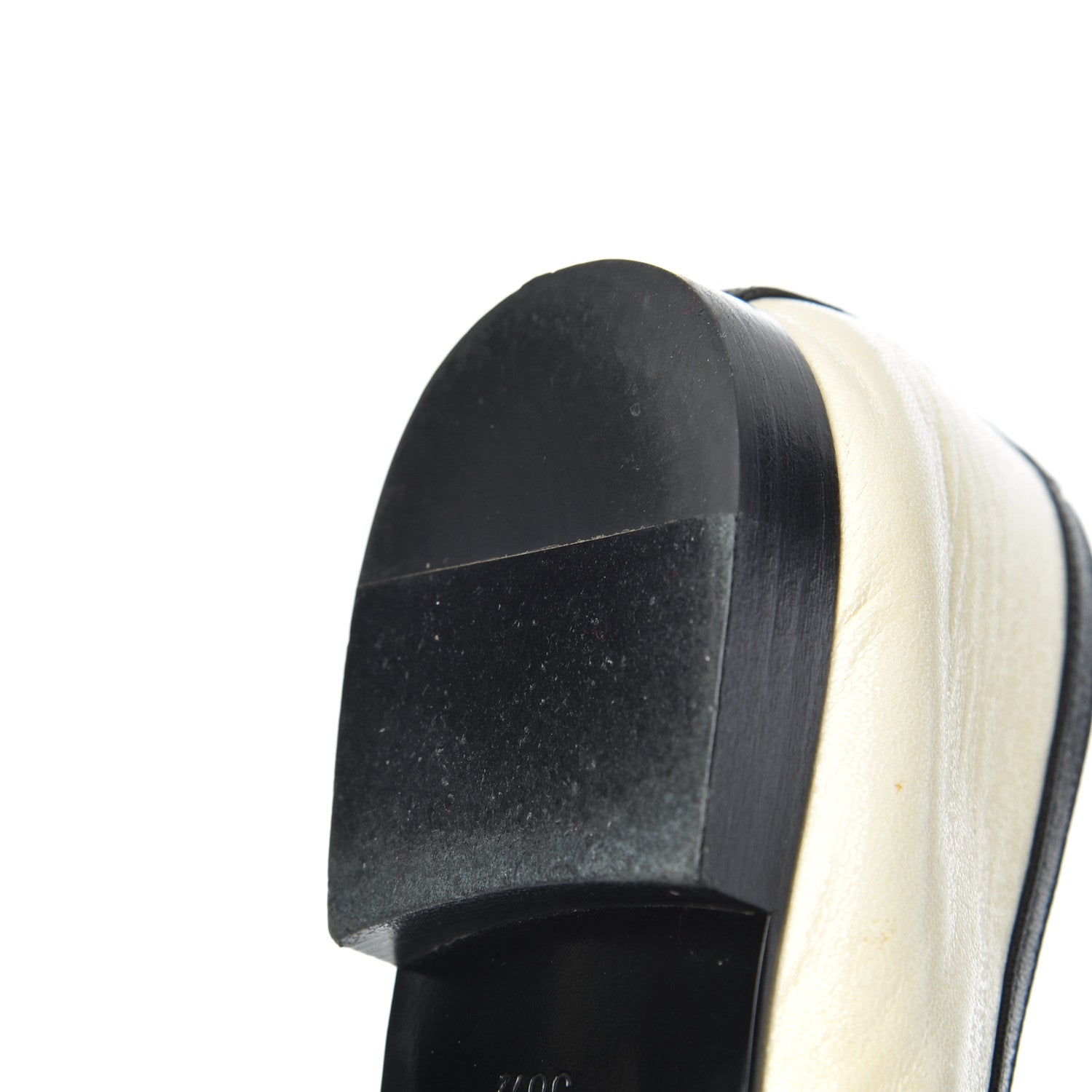 Chanel Goatskin Cap Toe Bow CC Ballerina Flats 36.5 Ivory Black 11 of 24
