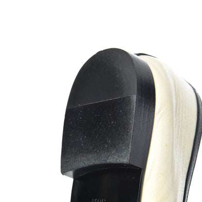 Chanel Goatskin Cap Toe Bow CC Ballerina Flats 36.5 Ivory Black 11 of 24