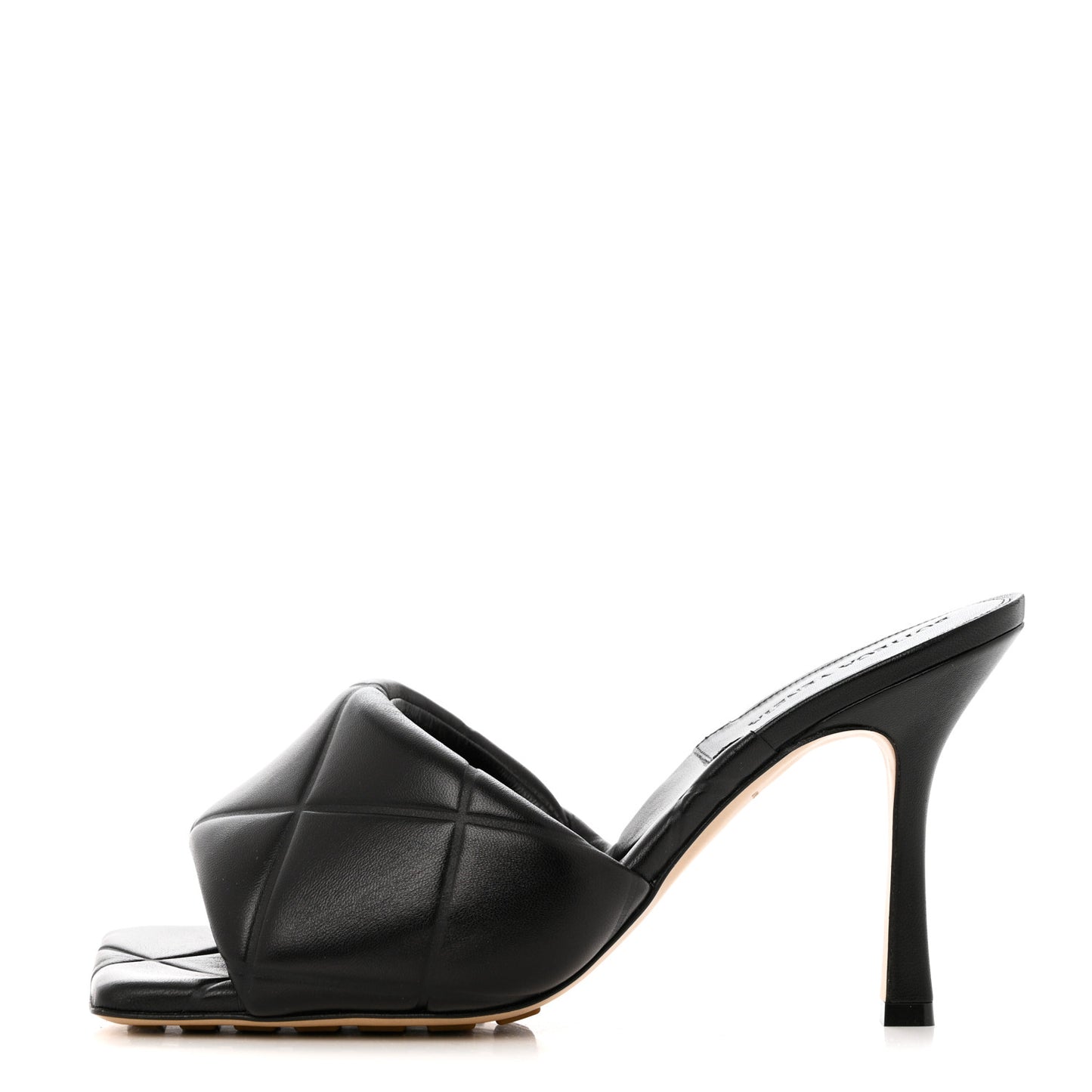 Nappa Quilted Rubber Lido Mule Sandals 40 Black