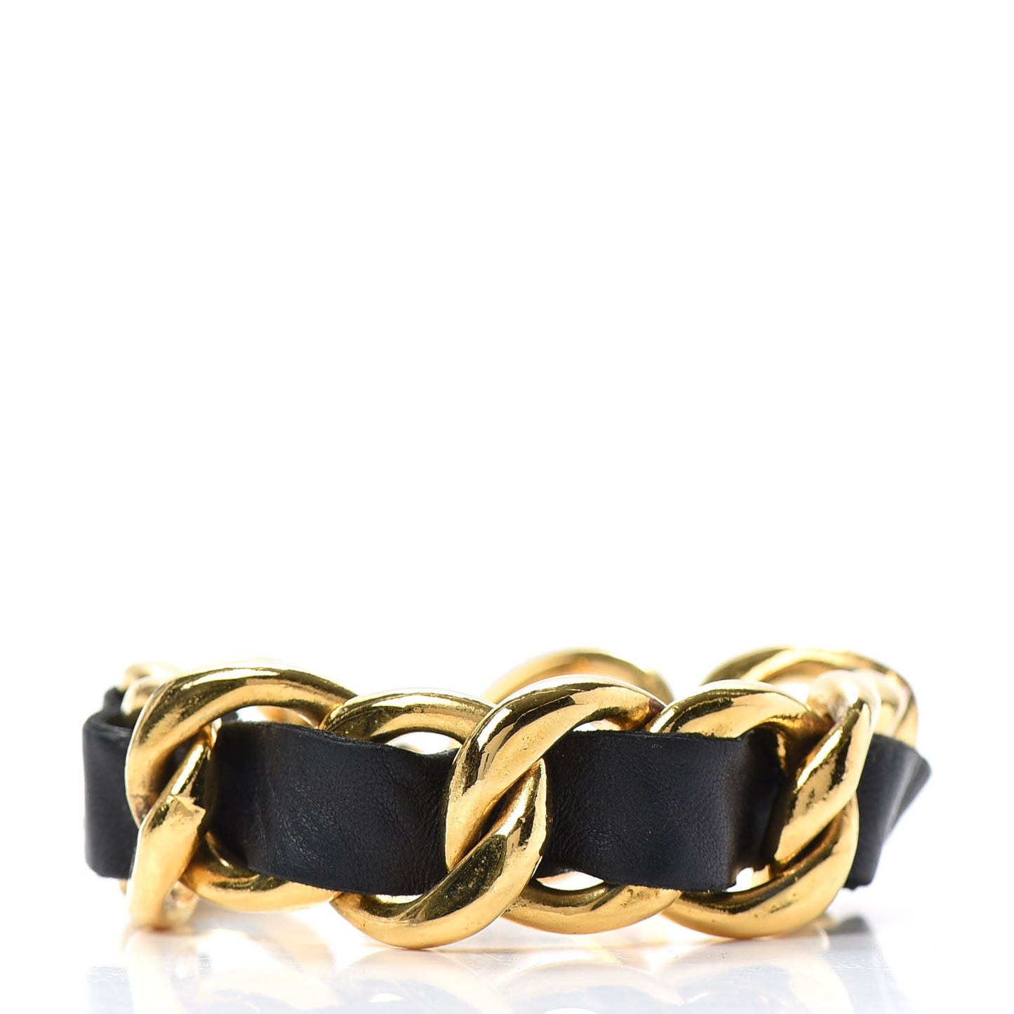Lambskin Chain Bracelet Black Gold