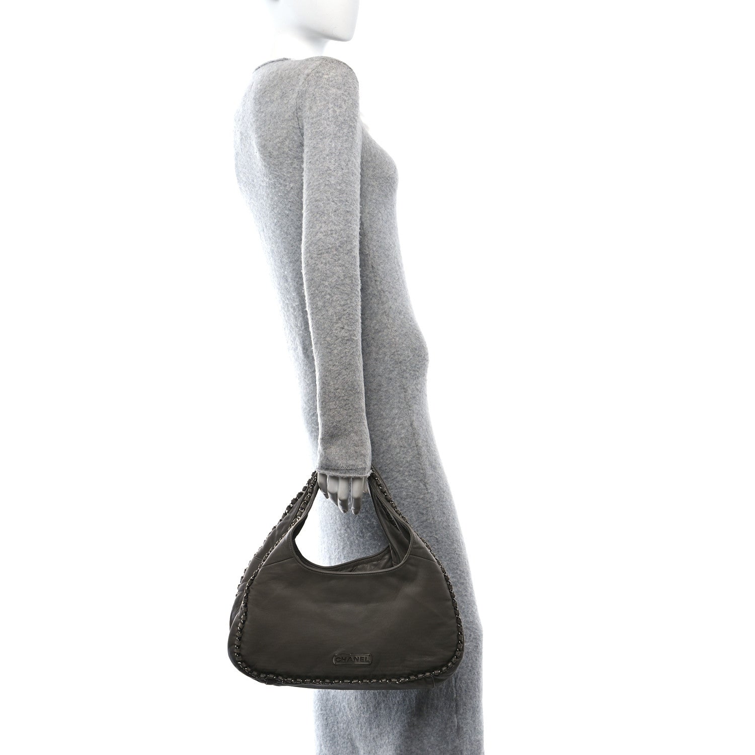 Chanel Lambskin Chain Hobo Grey 2 of 10