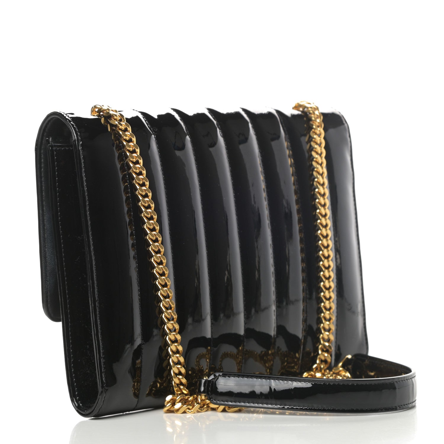 Saint Laurent Patent Matelasse Monogram Vicky Chain Bag Black 3 of 10