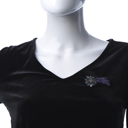 Chanel Glittered Resin Strass Shooting Star Brooch Silver Purple Green 2 of 5